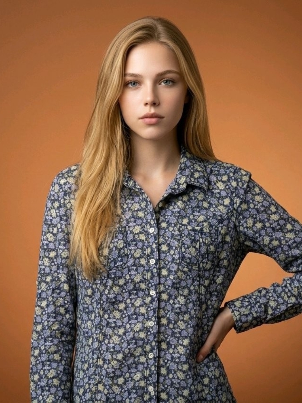 Tommy Hilfiger Women's Floral Button-Up Shirt - Size Small - Preppy Blue/White